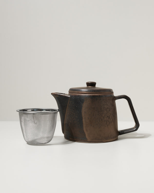 Japanese Mino-yaki Stoneware Teapot, 500ml - Brass