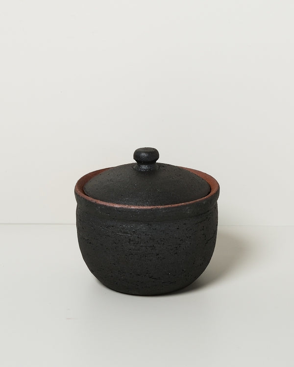 Japanese Ceramic Salt Jar – Charcoal (Large)