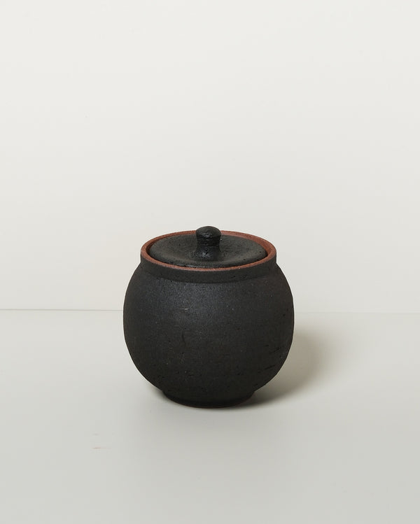 Japanese Ceramic Salt Jar – Charcoal (Small)