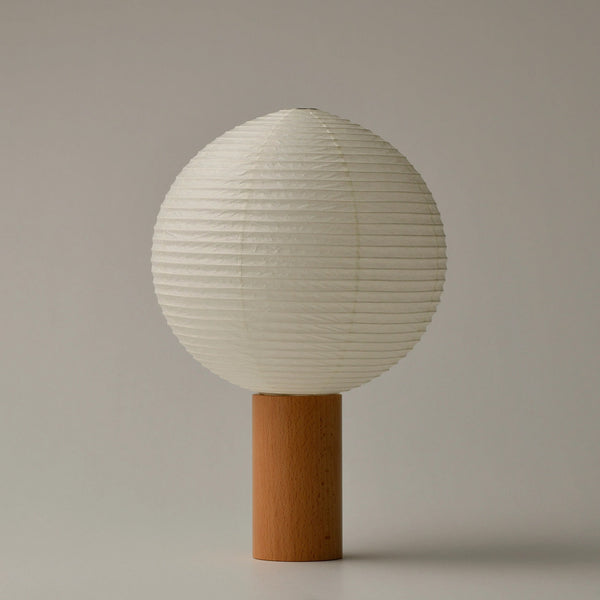 Washi-Paper Lamp with Ash Wood Base – Circle