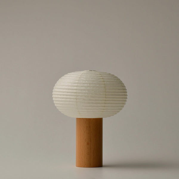 Washi-Paper Lamp with Ash Wood Base – Oval